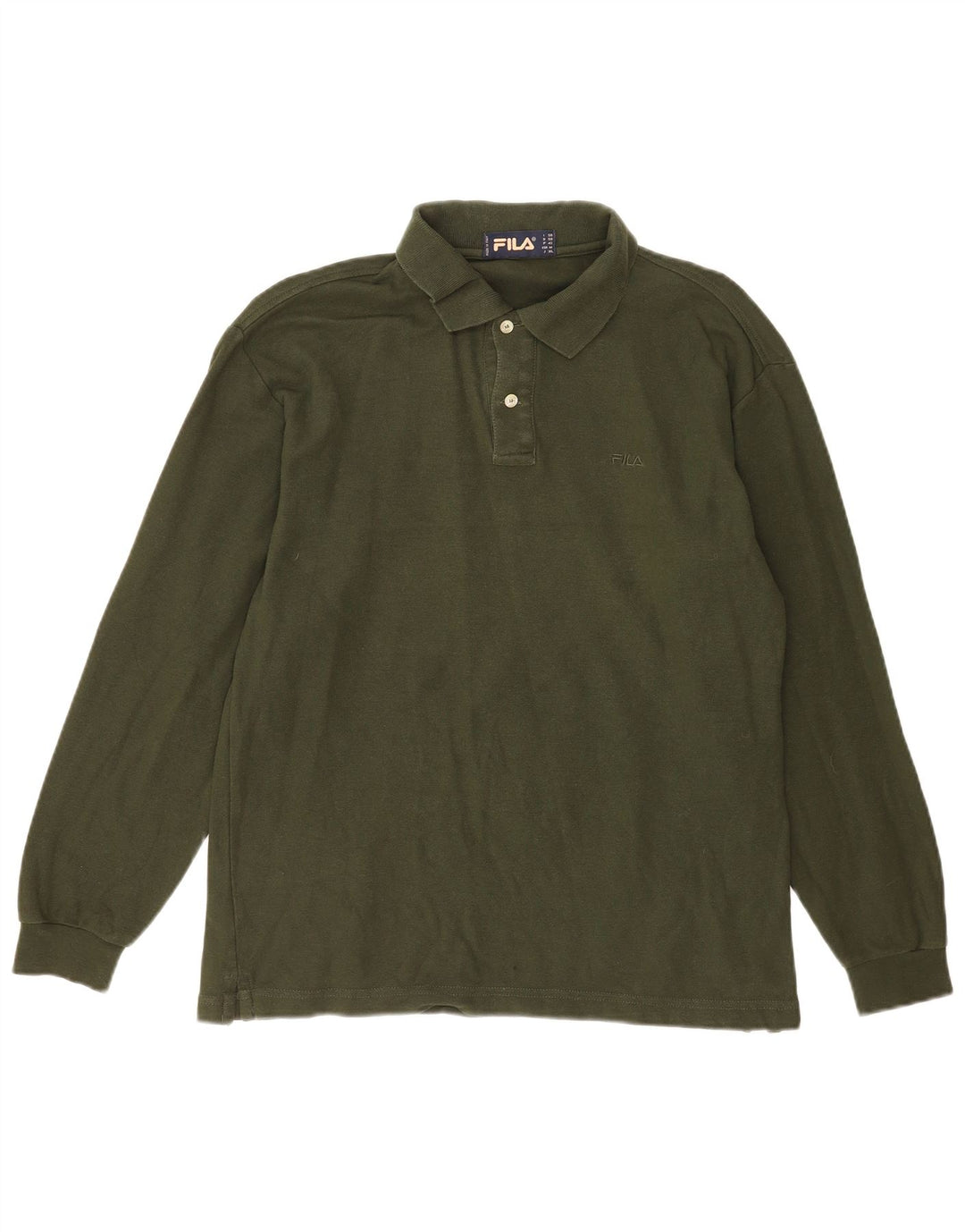 Fila Herren Langarm-Poloshirt IT 50 mittelgrüne Baumwolle