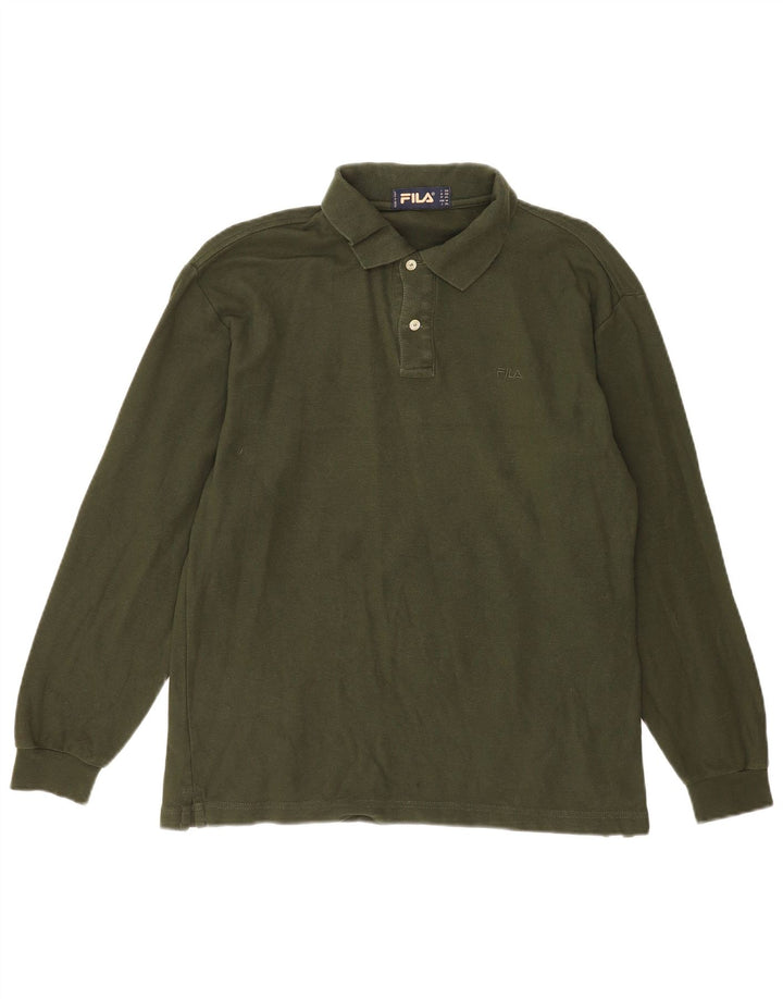 Fila Herren Langarm-Poloshirt IT 50 mittelgrüne Baumwolle