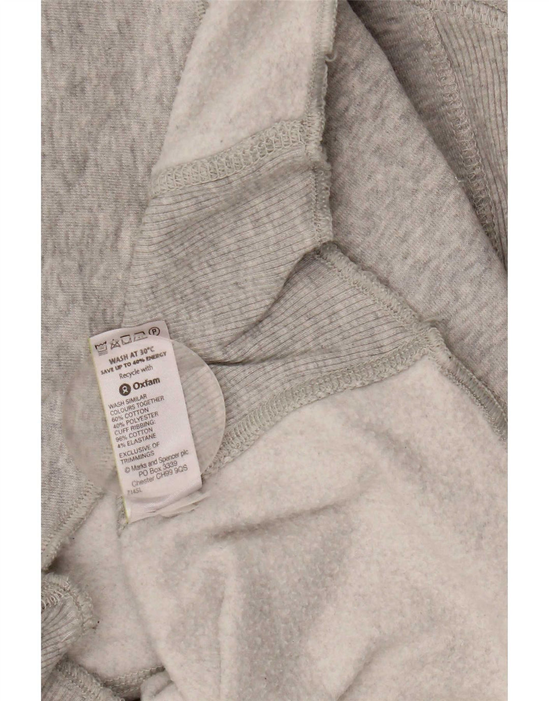 Marks & Spencer Damen Kapuzenpullover UK 12 Mittelgraue Baumwolle