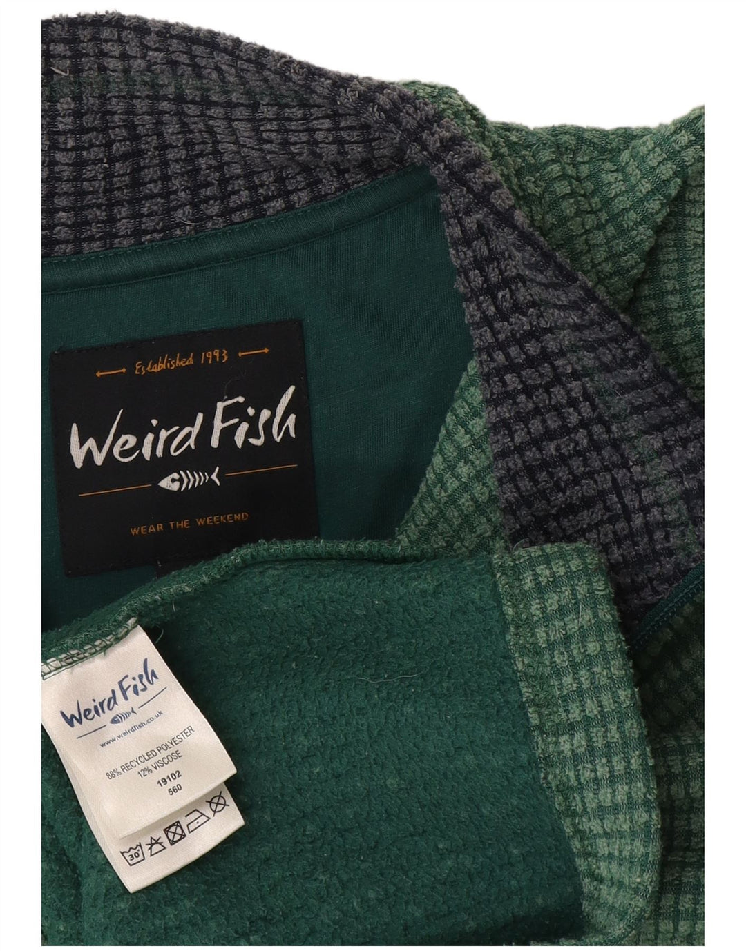 Weird Fish Herren-Fleecepullover mit Reißverschluss am Hals, XL, grünes Polyester