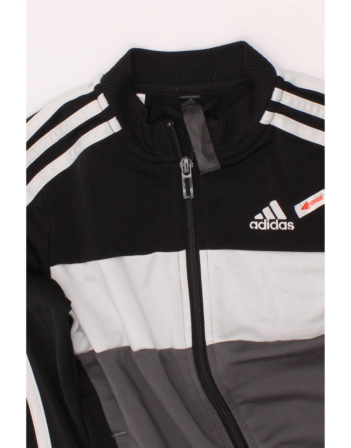 Adidas Jungen-Trainingsanzug-Top-Jacke, 5–6 Jahre, schwarzes Colourblock-Polyester