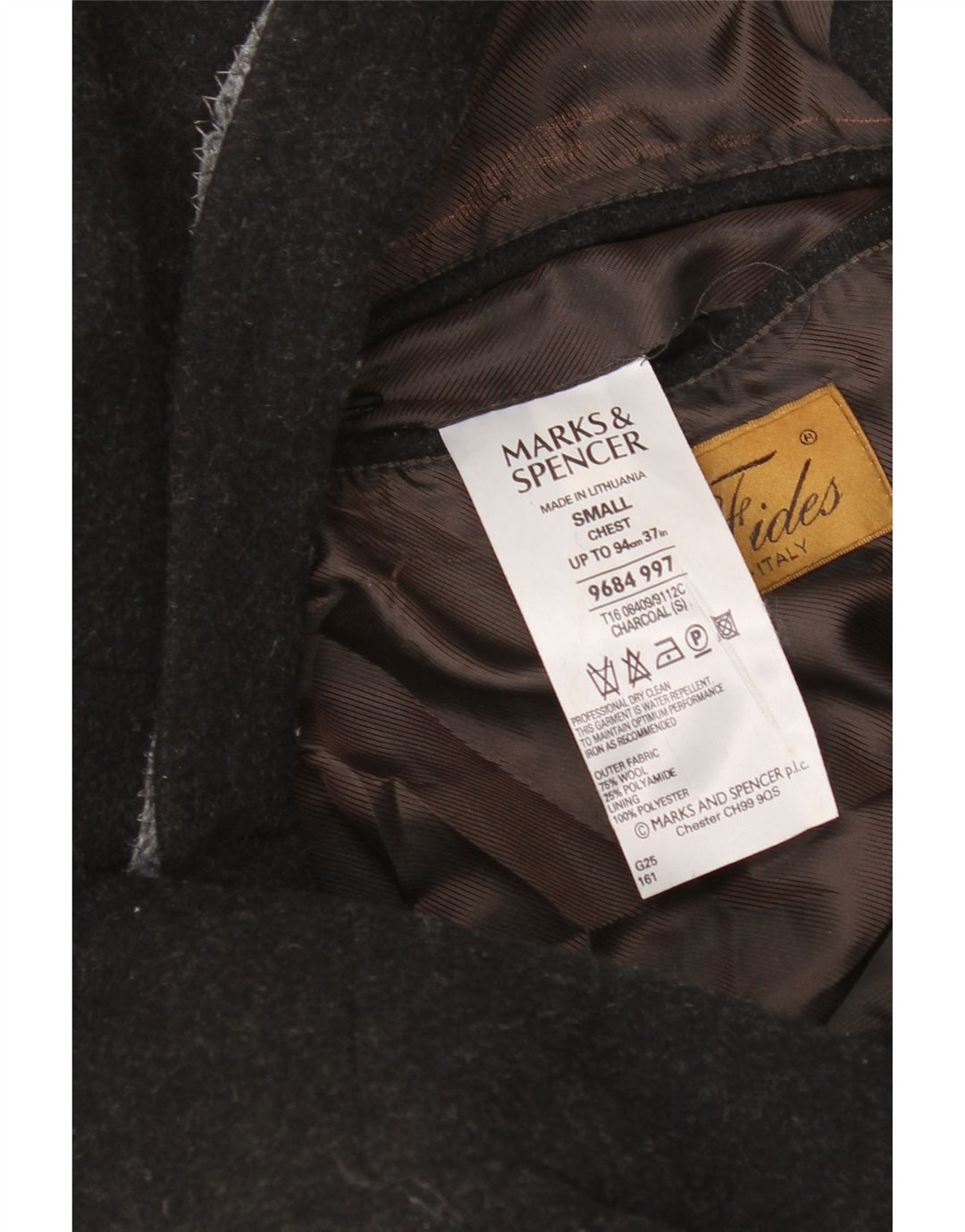 Marks & Spencer Herrenmantel UK 36 Small Graue Wolle