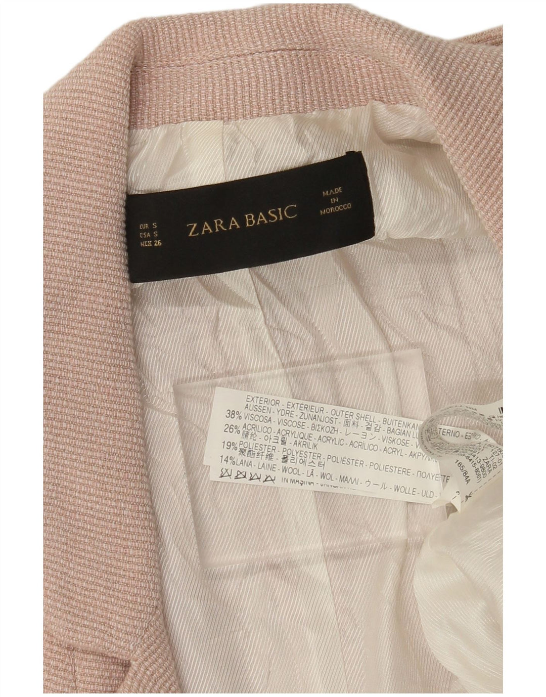 ZARA Damen-Blazer, übergroß, offen, 3/4-Ärmel, Gr. 10, Rosa