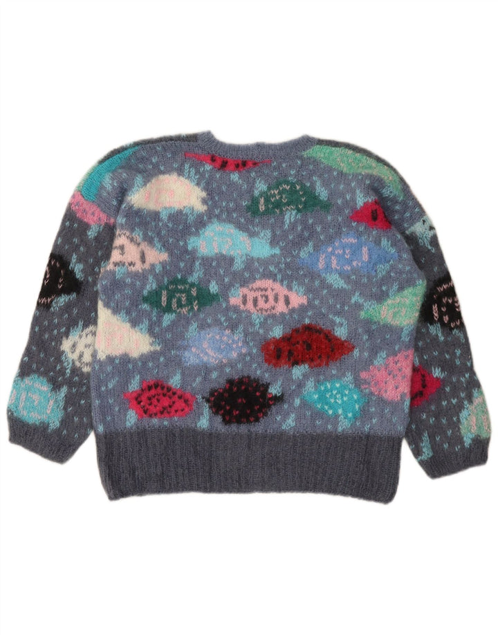 VINTAGE Pullover mit Rundhalsausschnitt für Mädchen, 13–14 Jahre, Grau, Farbblock