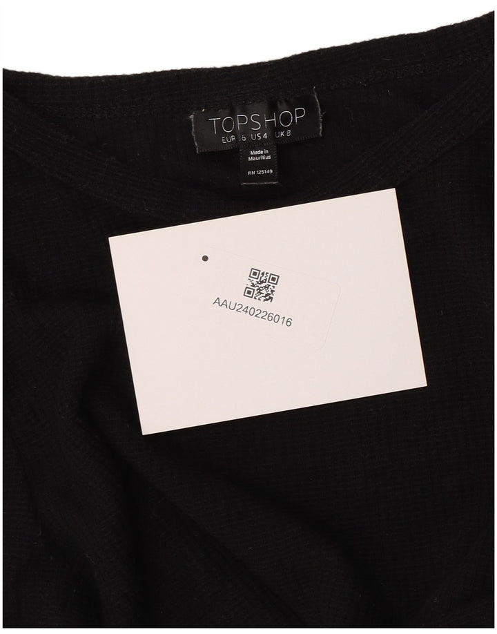 Topshop Damen Crop Bluse Top UK 8 Small Schwarz Baumwolle