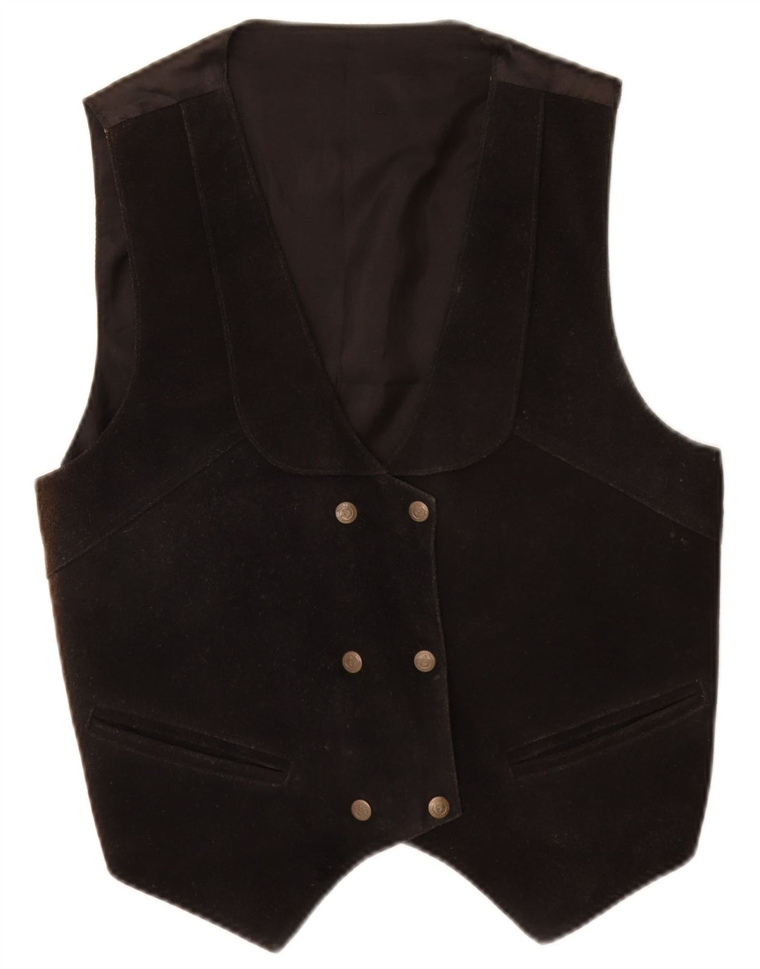 Vintage Damen Wildlederweste UK 14 Mittelschwarzes Leder
