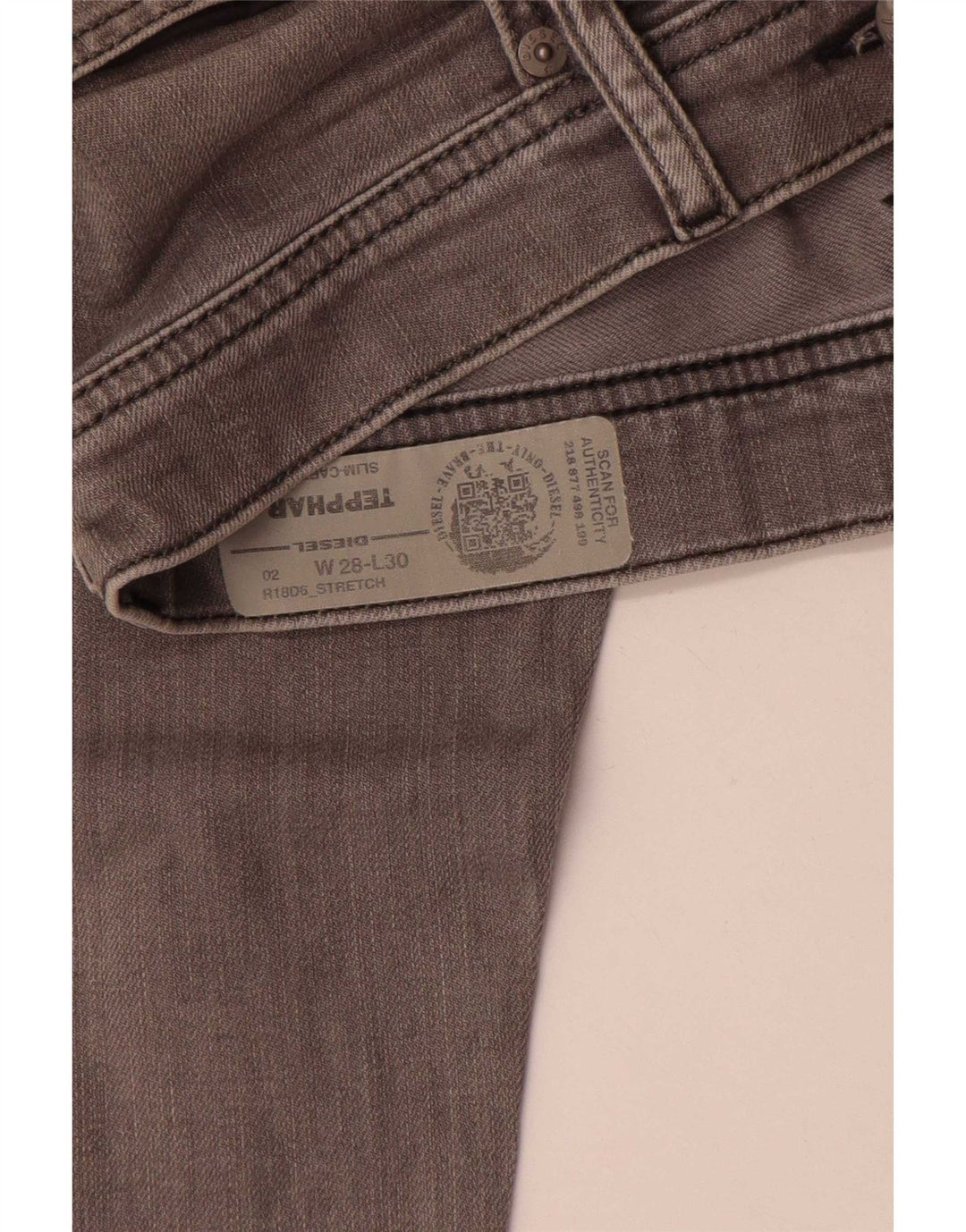 Diesel Herren Tepphar Carrot Slim Jeans W28 L30 Graue Baumwolle