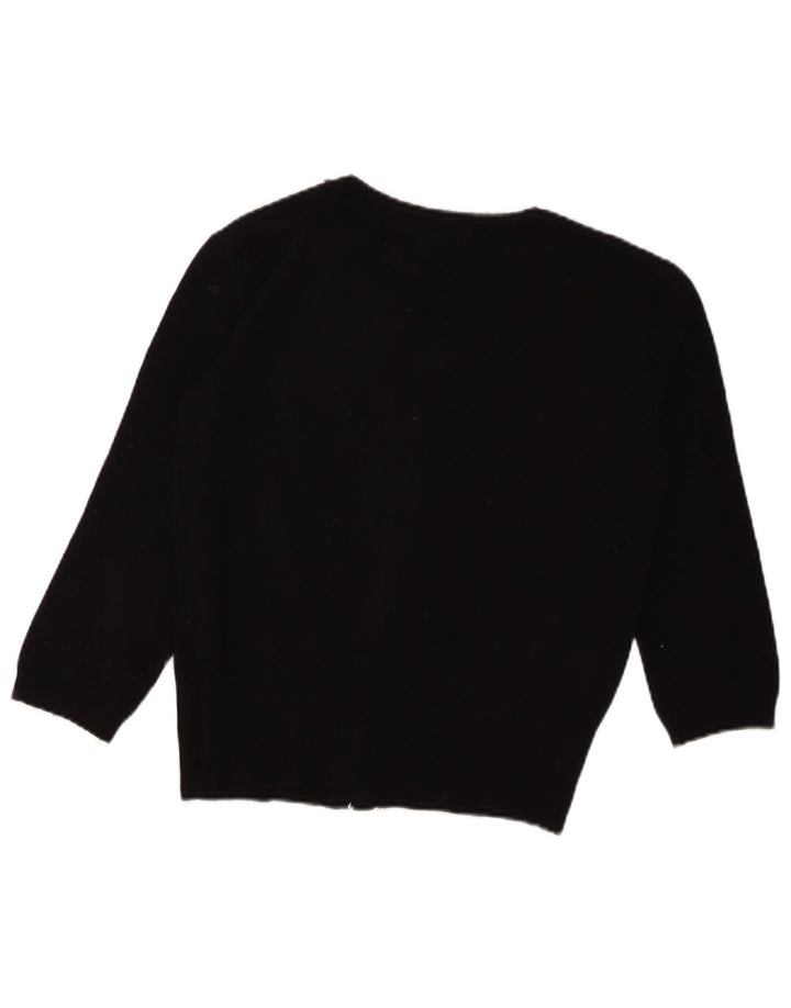 GUESS Damen Crop 3/4-Ärmel-Cardigan-Pullover UK 14 Large Schwarz