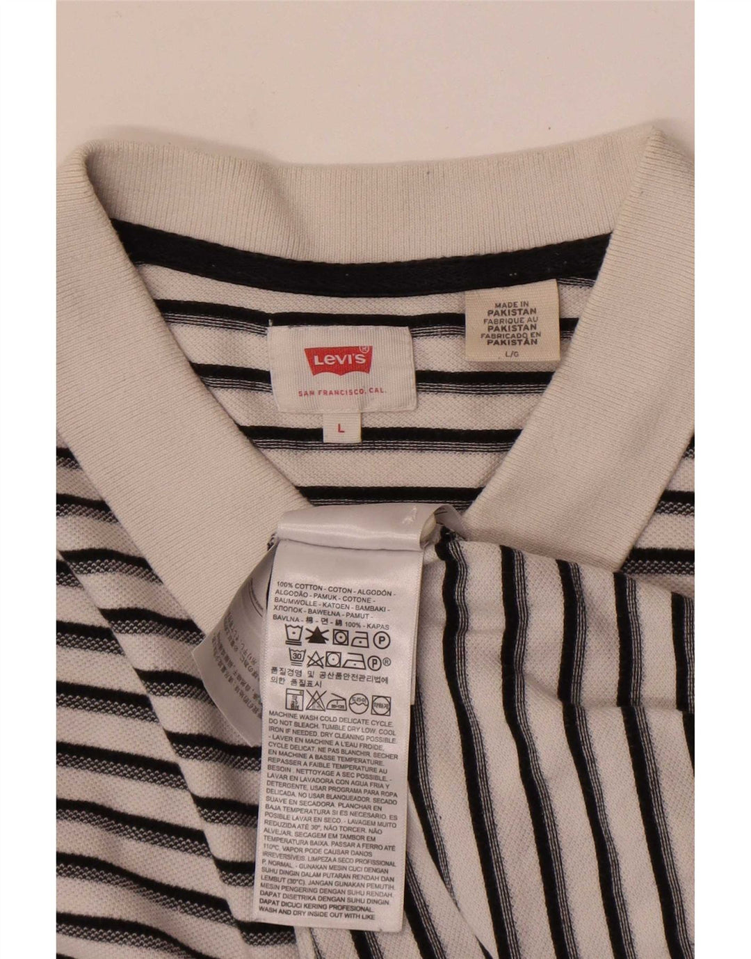Levi's Herren-Poloshirt, groß, weiß gestreift, Baumwolle