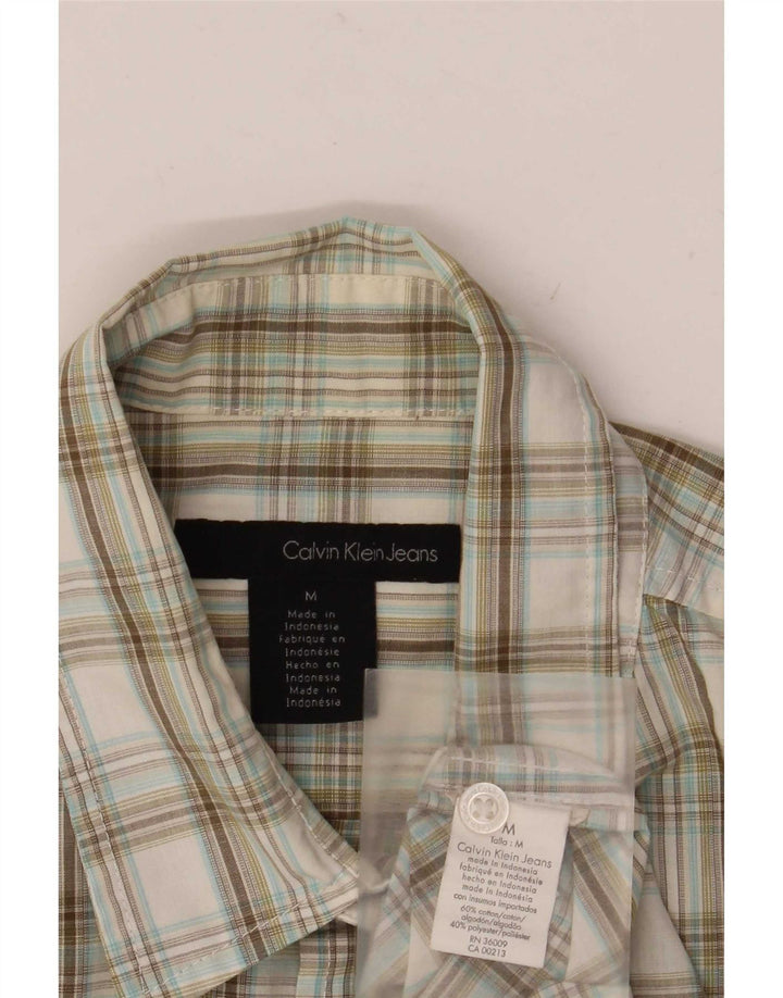 Calvin Klein Jeans Herren Kurzarm-Militärhemd Mittelbeige kariert