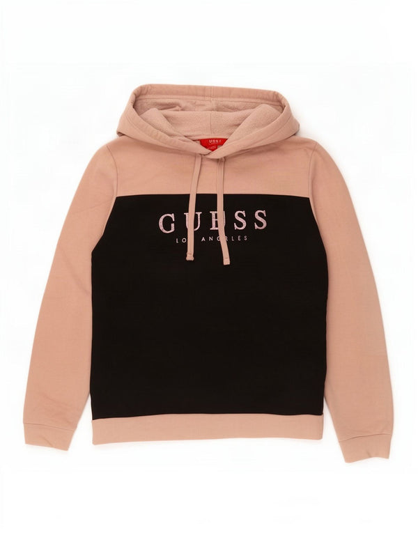 Guess Damen-Kapuzenpullover mit Grafik, übergroß, UK 14, Mittelbeige, Farbblock