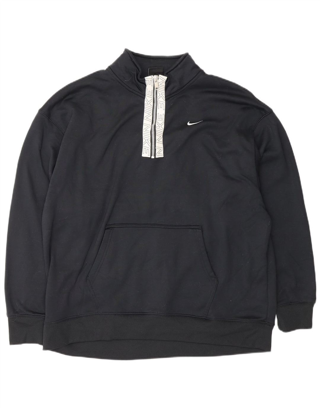 Nike Herren-Sweatshirt mit Dri-Fit-Grafik und Reißverschluss, Größe L, aus schwarzem Polyester