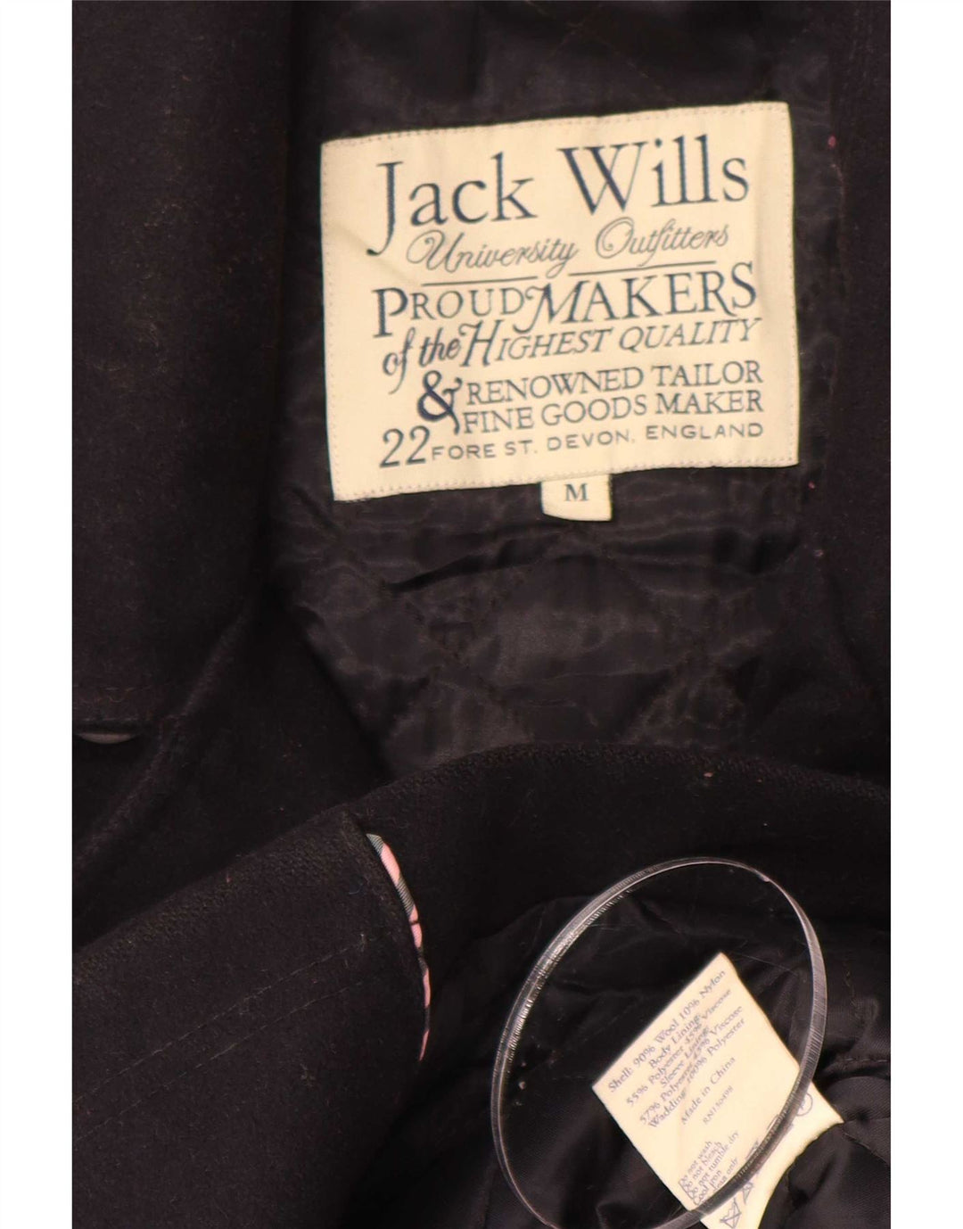 Jack Wills Herren Pea Coat UK 38 Mittelmarineblaue Wolle