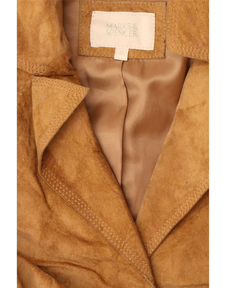 Marks & Spencer Damen Wildledermantel UK 12 Mittelbraunes Leder