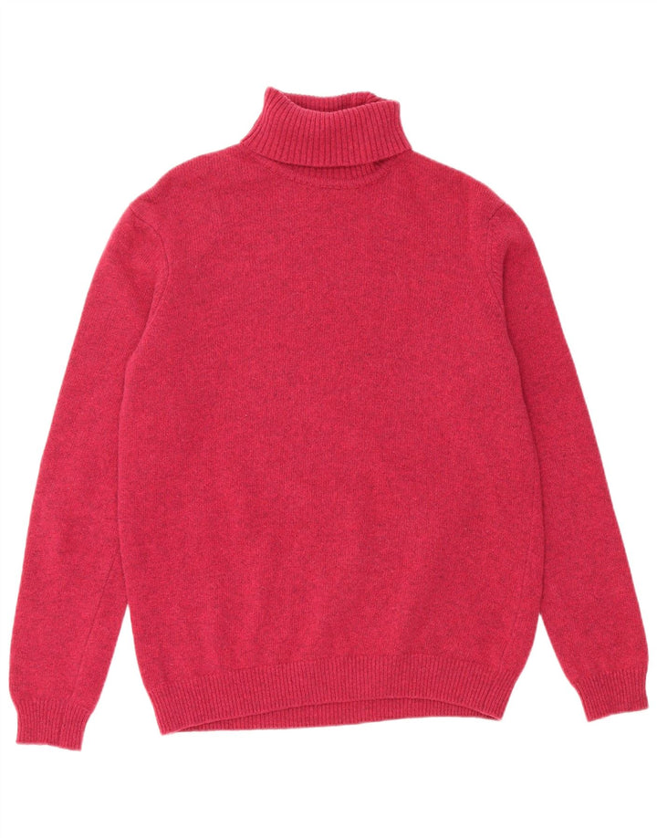 WoolOvers Rollkragenpullover für Damen, UK 16, Größe L, Rosa, Schurwolle