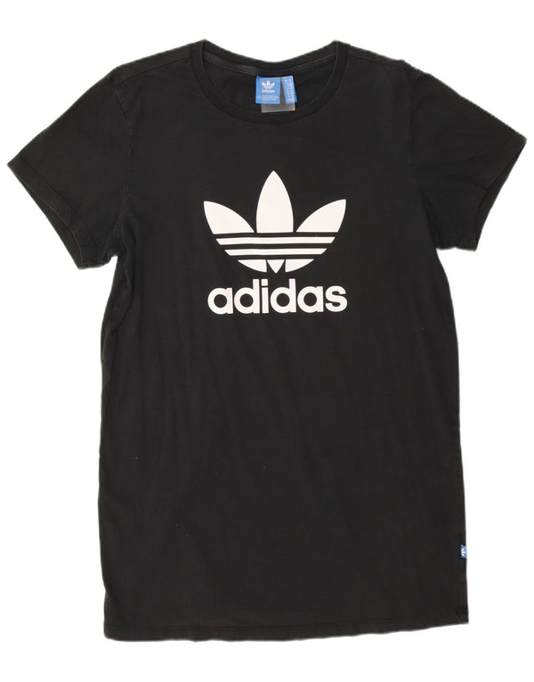 Adidas Damen Übergroßes Grafik-T-Shirt-Oberteil UK 10 Small Schwarz