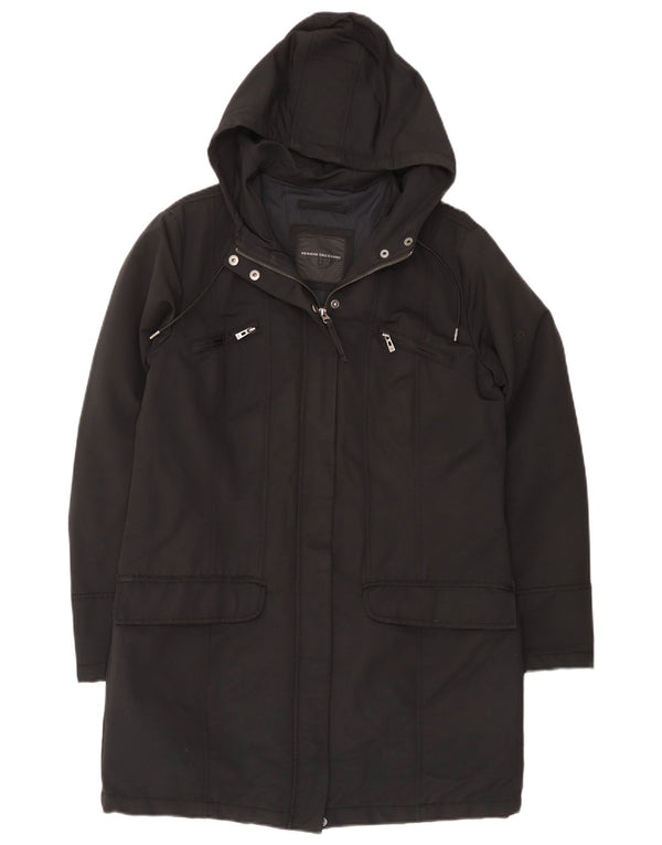 Sergio Tacchini Damen Kapuzenparkajacke UK 18 XL Schwarz Baumwolle