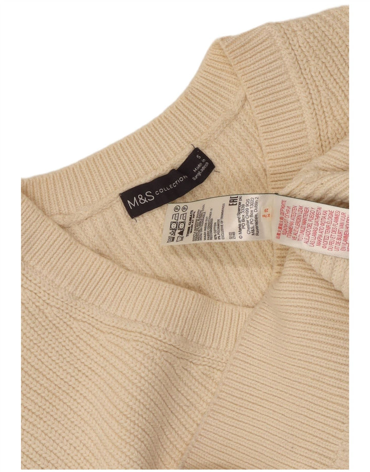 MARKS & SPENCER Damen Crop V-Ausschnitt Pullover Pullover UK 10 Small Beige