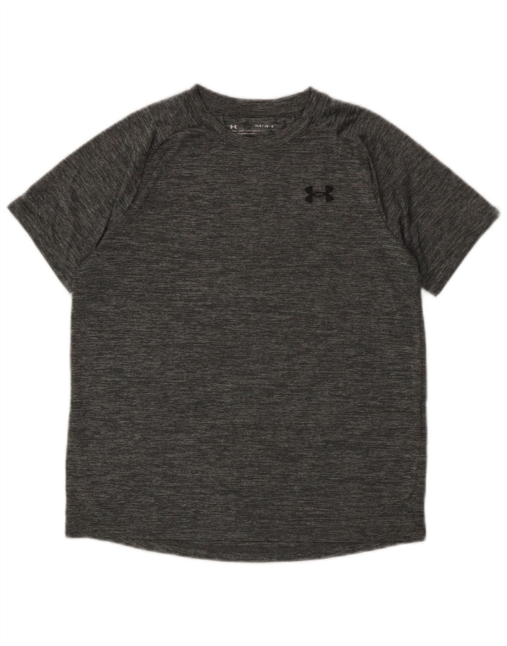 Under Armour T-Shirt-Oberteil für Jungen, 11–12 Jahre, groß, grau geflecktes Polyester