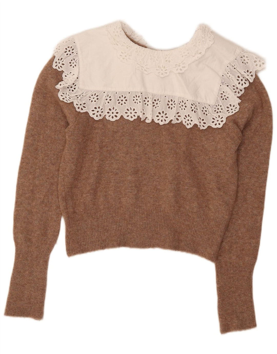 Zara Damen Crop-Pullover mit U-Boot-Ausschnitt, UK 14, Mittelbraun, Polyester
