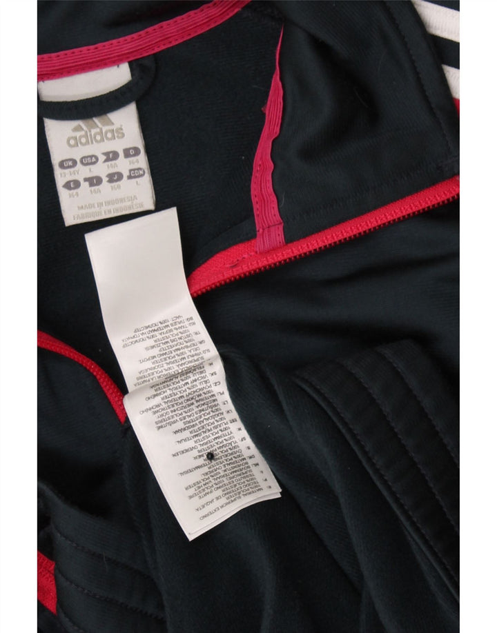 ADIDAS Girls Tracksuit Top Jacket 13-14 Years Navy Blue Polyester Vintage Adidas and Second-Hand Adidas from Messina Hembry 
