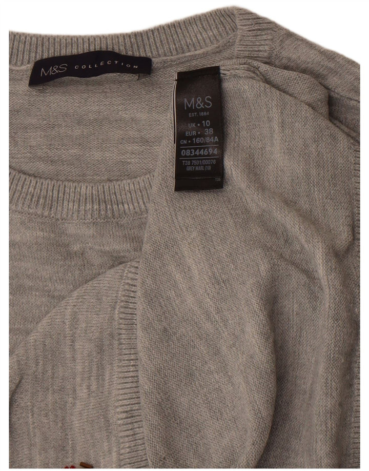 Marks & Spencer Damen Crop Crew Neck Pullover Pullover UK 10 Small Grau