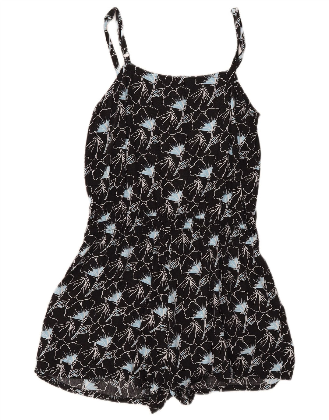 Levi's Damen ärmelloser Playsuit UK 10 Small Schwarz geblümte Viskose