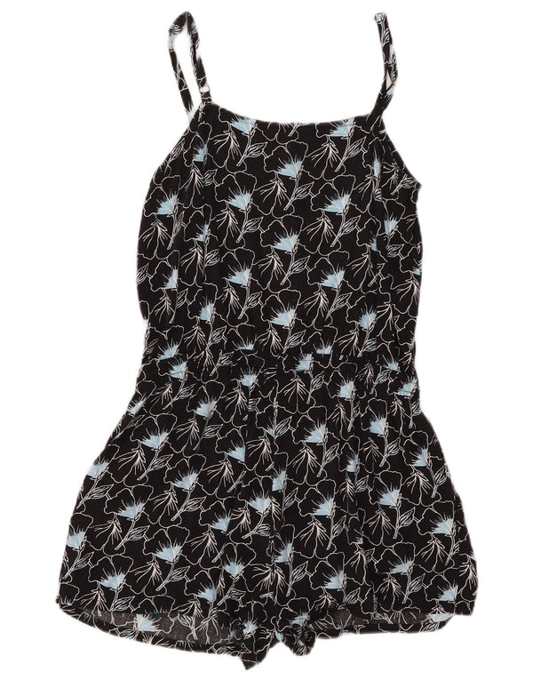 Levi's Damen ärmelloser Playsuit UK 10 Small Schwarz geblümte Viskose