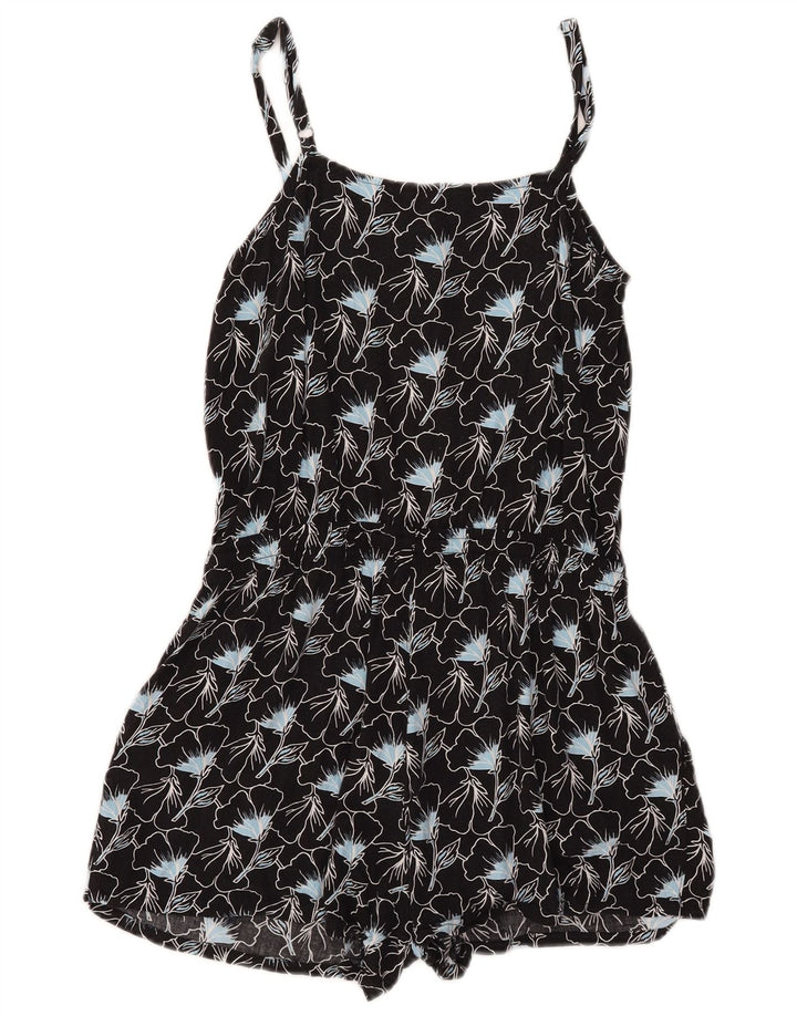 Levi's Damen ärmelloser Playsuit UK 10 Small Schwarz geblümte Viskose