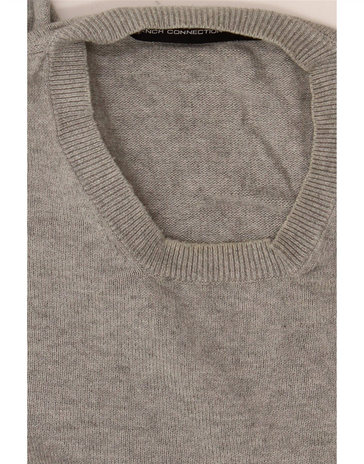 FRENCH CONNECTION Herren-Pullover mit Rundhalsausschnitt, mittelgraue Baumwolle