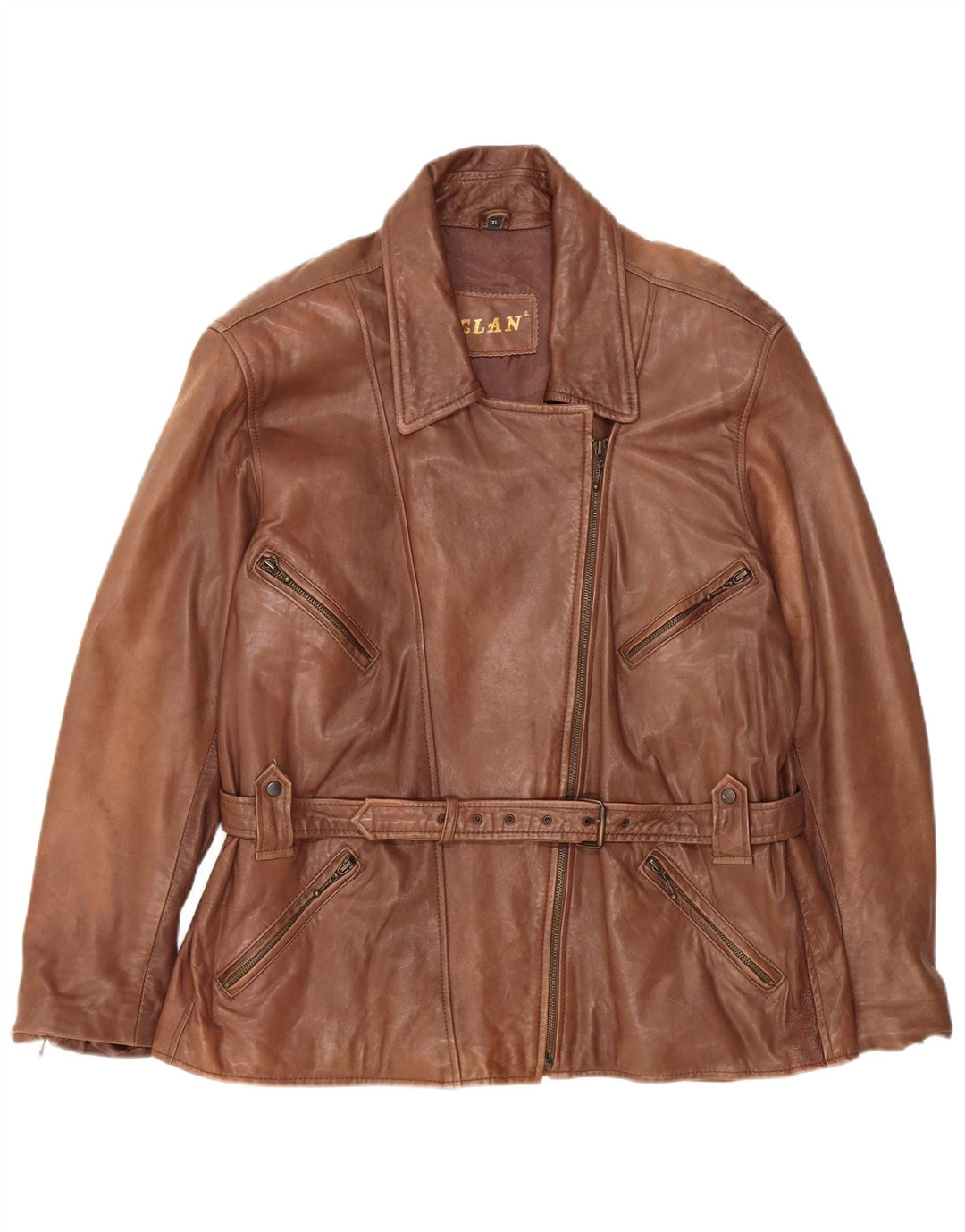 Vintage Damen Übergroße Lederjacke UK 18 XL Braunes Leder