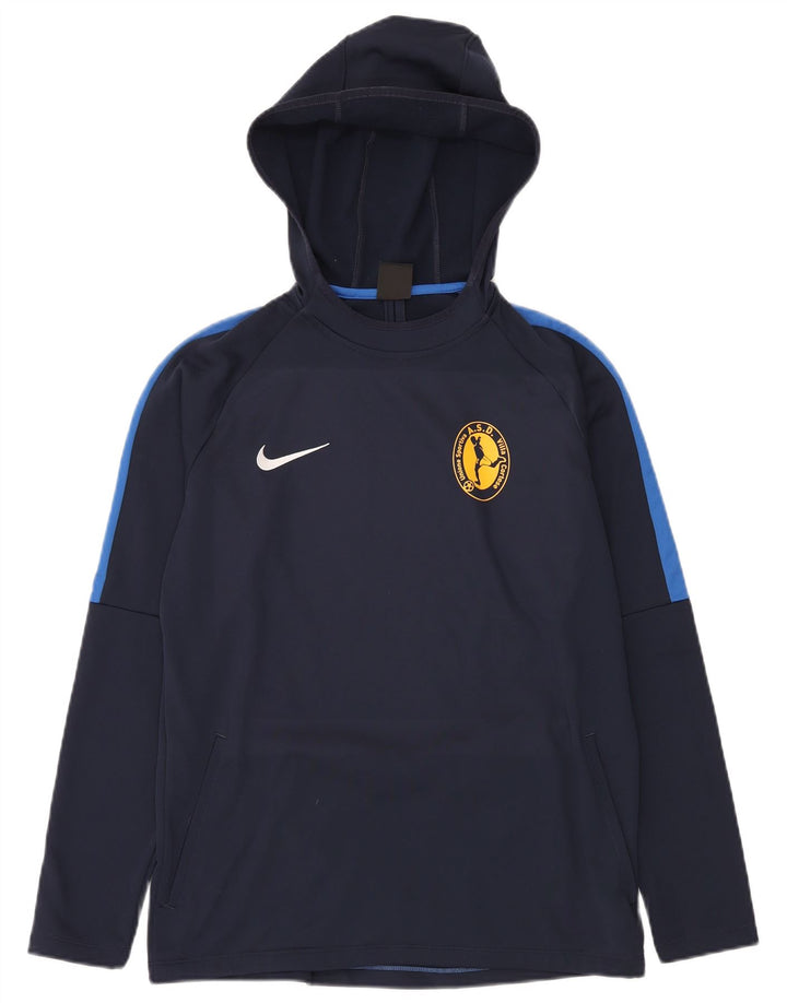 NIKE Herren-Dri-Fit-Hoodie-Pullover, mittelblaues Farbblock-Polyester