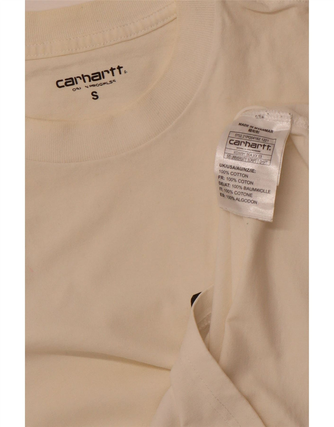 CARHARTT Herren-T-Shirt mit Grafik, Größe S, cremefarbene Baumwolle