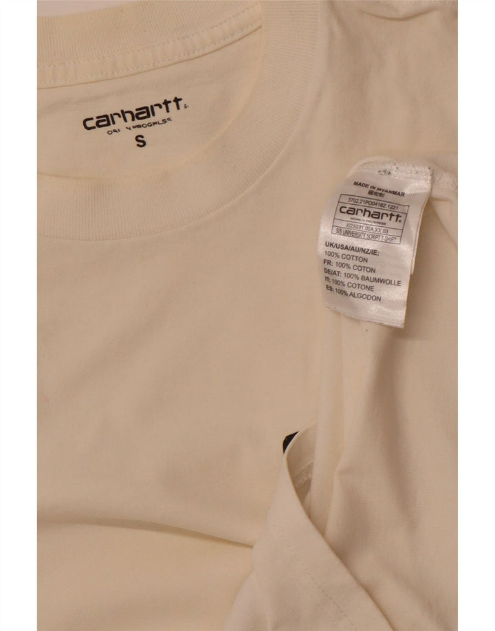 CARHARTT Herren-T-Shirt mit Grafik, Größe S, cremefarbene Baumwolle