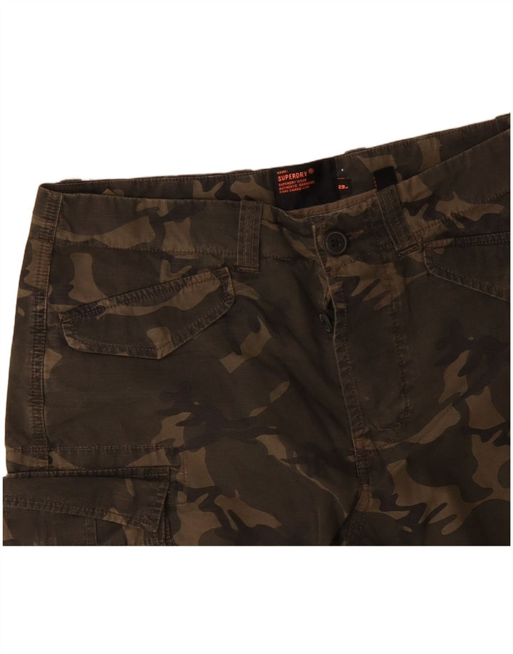 SUPERDRY Herren-Cargo-Shorts W29, kleine Khaki-Camouflage-Baumwolle