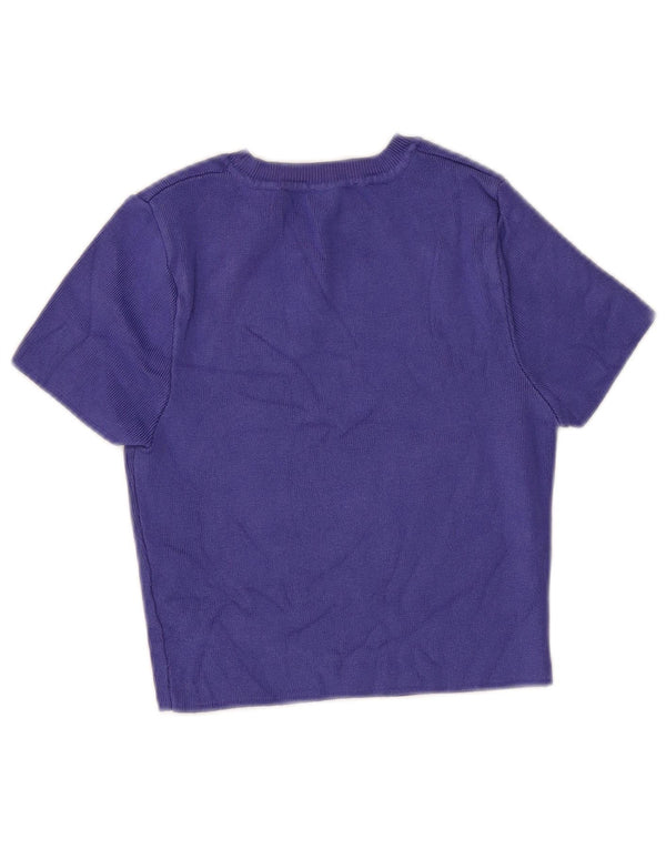 Kurzärmliger Pullover mit U-Boot-Ausschnitt von Zara für Damen, Gr. 12, Mittelviolett