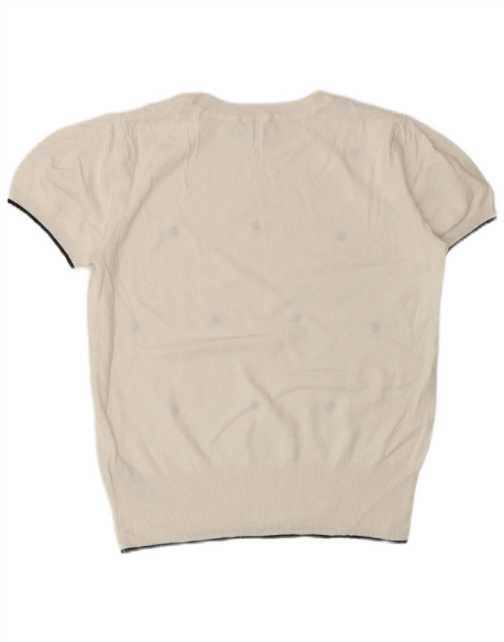 Oasis Damen-Pullover mit Rundhalsausschnitt, Gr. 10, Größe S, weiß gepunktet