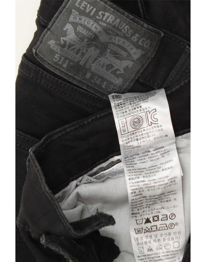 Levi's Herren 511 Slim Jeans W34 L32 Schwarze Baumwolle