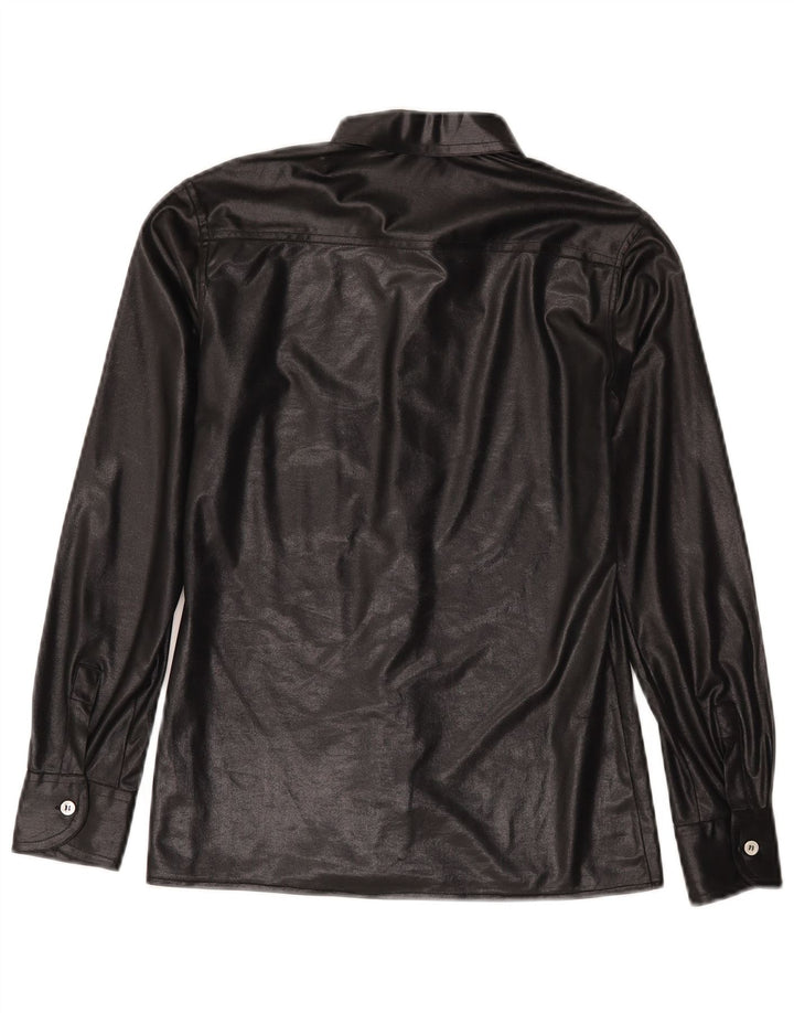 Fascino Damen Lederhemd IT 46 Large Schwarz