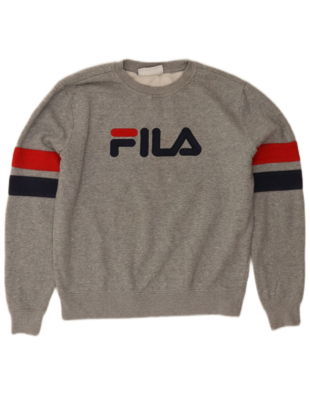 FILA Damen Grafik-Sweatshirt-Pullover UK 14 Mittelgrauer Farbblock