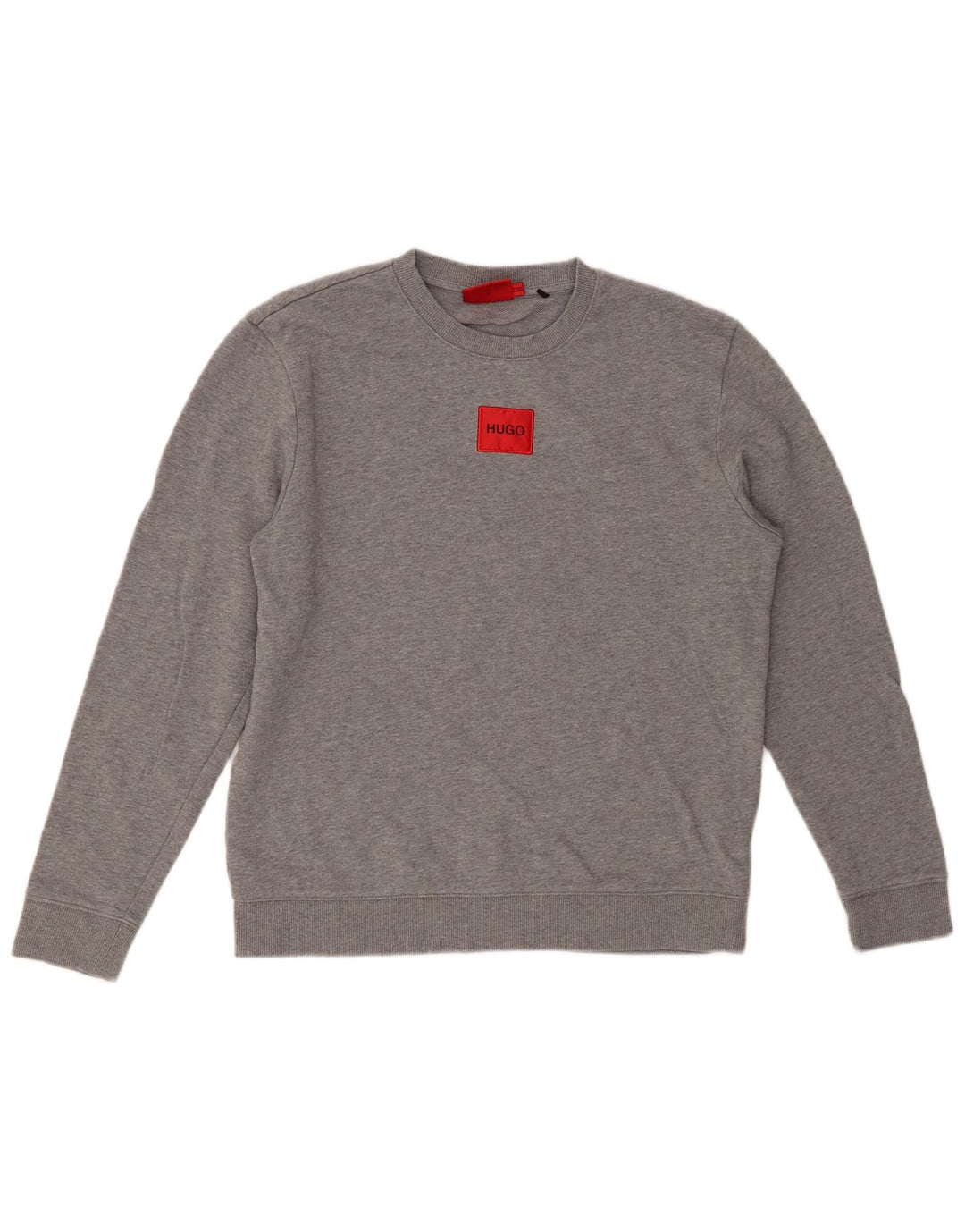 HUGO BOSS Damen-Sweatshirt-Pullover UK 14 Mittelgrau gefleckte Baumwolle