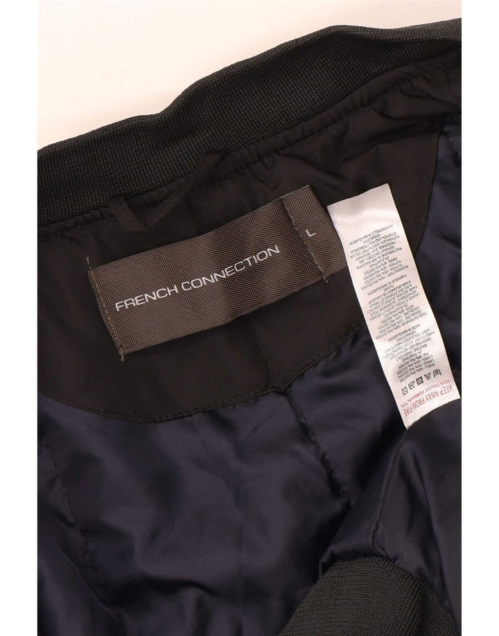 French Connection Herren Bomberjacke UK 40 Large Schwarz Polyester