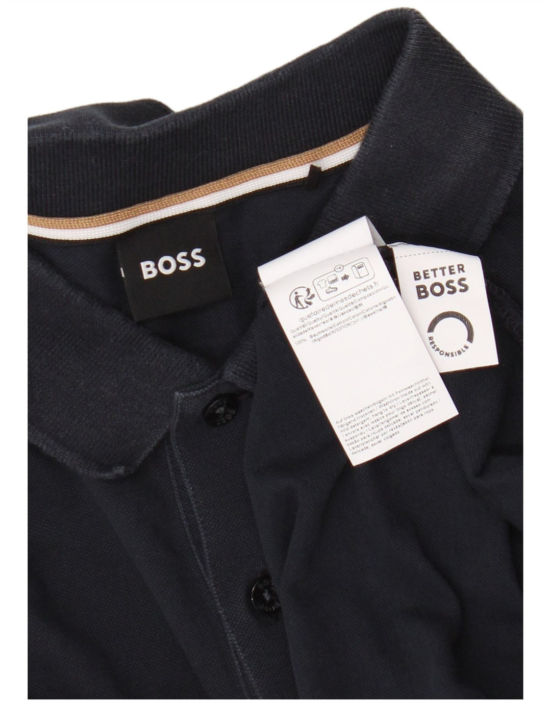 Hugo Boss Herren-Poloshirt, mittelmarineblaue Baumwolle