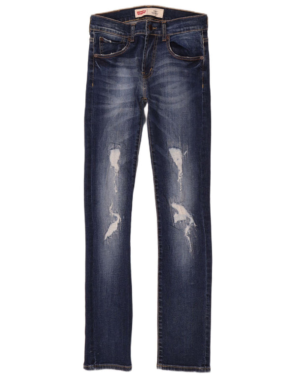 LEVI'S 510 Distressed Skinny Jeans für Jungen, 11–12 Jahre, W26 L30, blaue Baumwolle
