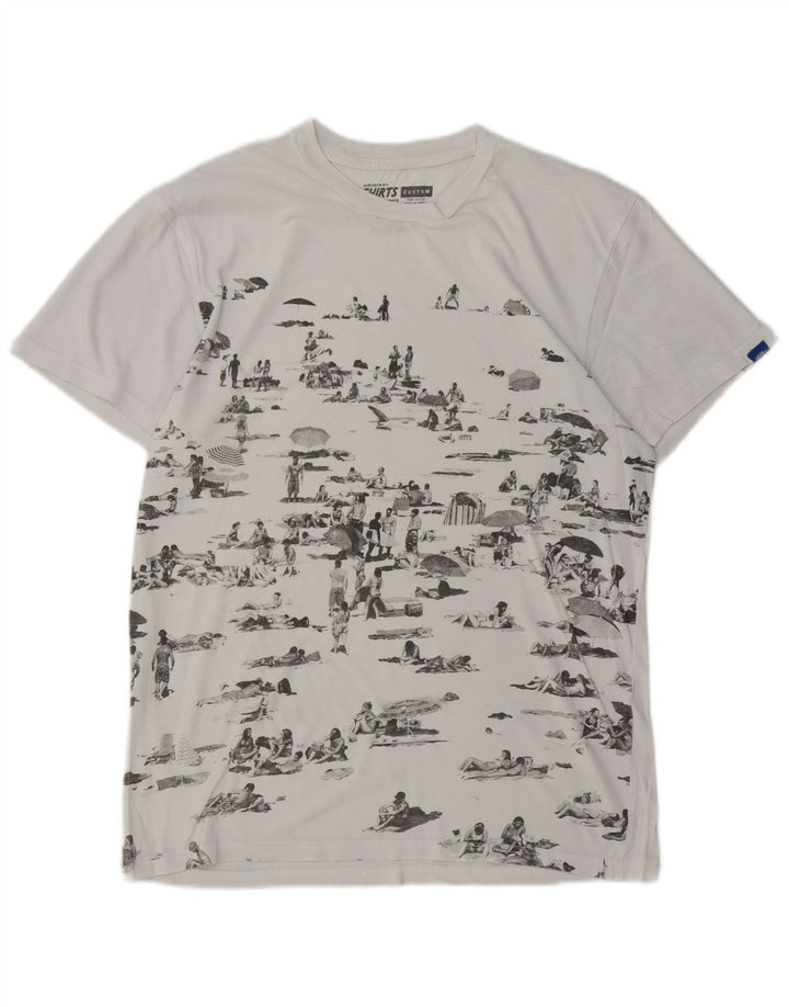 Vans Herren Custom Fit Grafik-T-Shirt-Oberteil aus mittelweißer Baumwolle