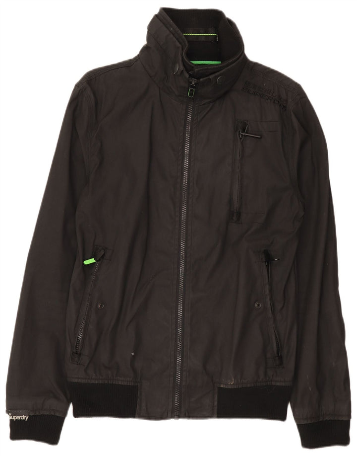 Superdry Herren Bomberjacke UK 38 Mittelschwarze Baumwolle