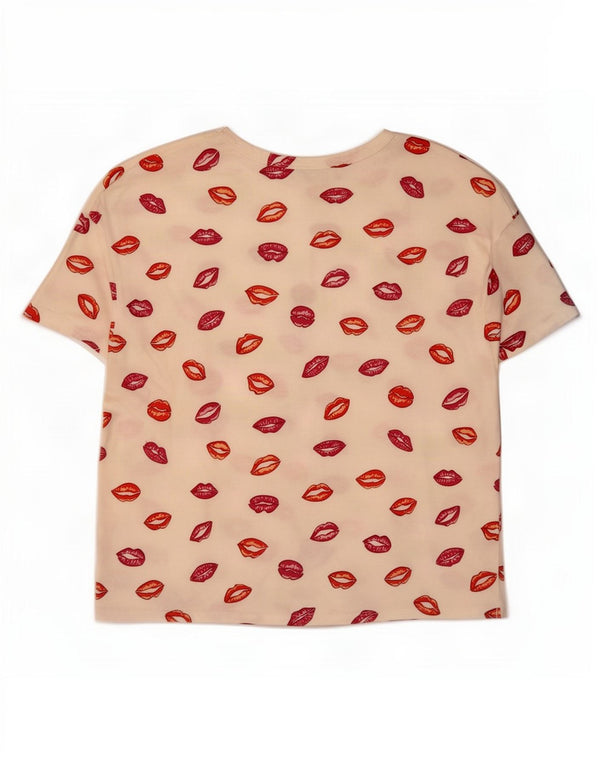 Zara Damen Crop Graphic T-Shirt Top UK 10 Small Weiß