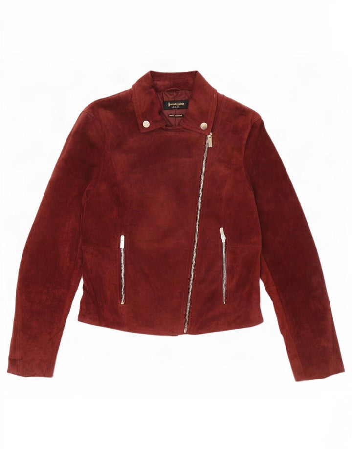 Stradivarius Damen Biker-Wildlederjacke, Größe S, Braun, Leder