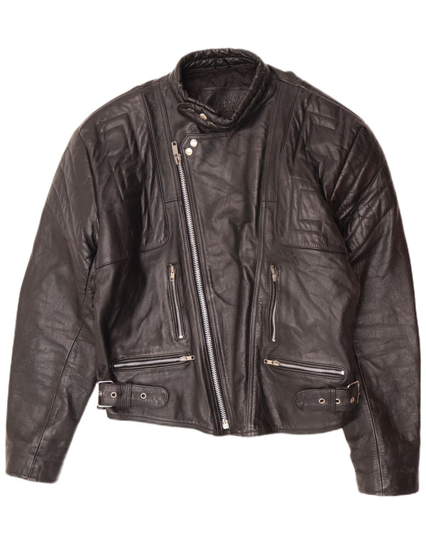 Vintage Herren Leder Bikerjacke UK 44 2XL Schwarz