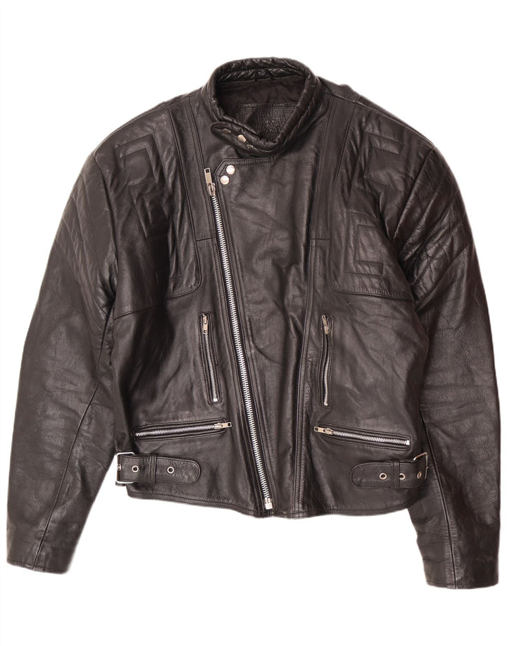 Vintage Herren Leder Bikerjacke UK 44 2XL Schwarz